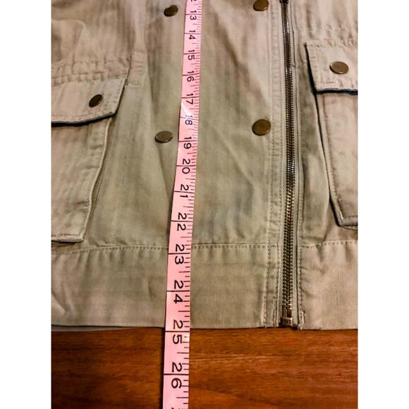 Loft Women's Utility Jacket Motto Linen/Cotton Roll-Tab Sleeve Pockets in Large - Picture 8 of 11